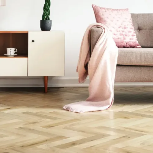 Flooring sample of Perla Gris Herringbone - DMAH-501HB
