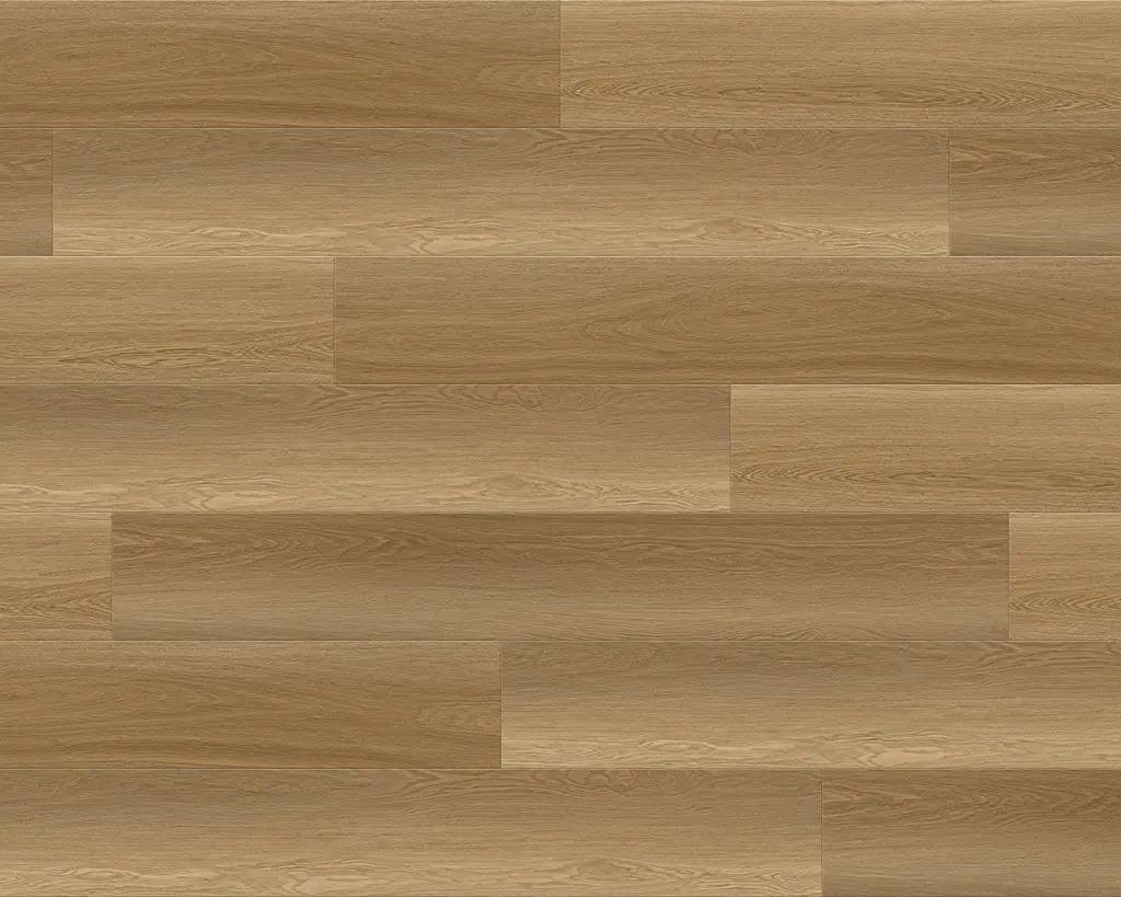 Close-up of Weston warm golden-tan waterproof luxury vinyl plank — light oak wood-grain finish from LW Flooring